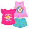 Nickelodeon Baby Shark Girls T-Shirt, Tank Top and Short Set for Infant and Toddler  Pink/Blue Or Multicolor/Grey/Blue view 1
