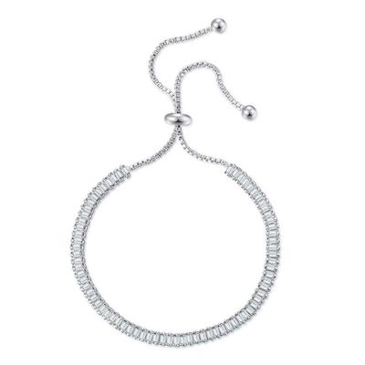 MVONCITY Women's Cluster Bolo Tennis Bracelet Adjustable Sparkling CZ Crystal Slip Full Diamond Halo Slider Pull Chain Bracelet