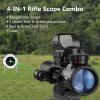 MidTen 3-9x32 4-in-1 Scope Combo with Dual Illuminated Scope Optics & 4 Holographic Reticle Red/Green Dot Sight & IIIA/2MW Laser Sight Rangefinder Illuminated Sight & 20mm Mount view 3