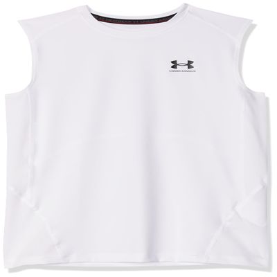 Under Armour Boys HeatGear Armour Sleeveless T-Shirt, White (100)/Black, X-Small