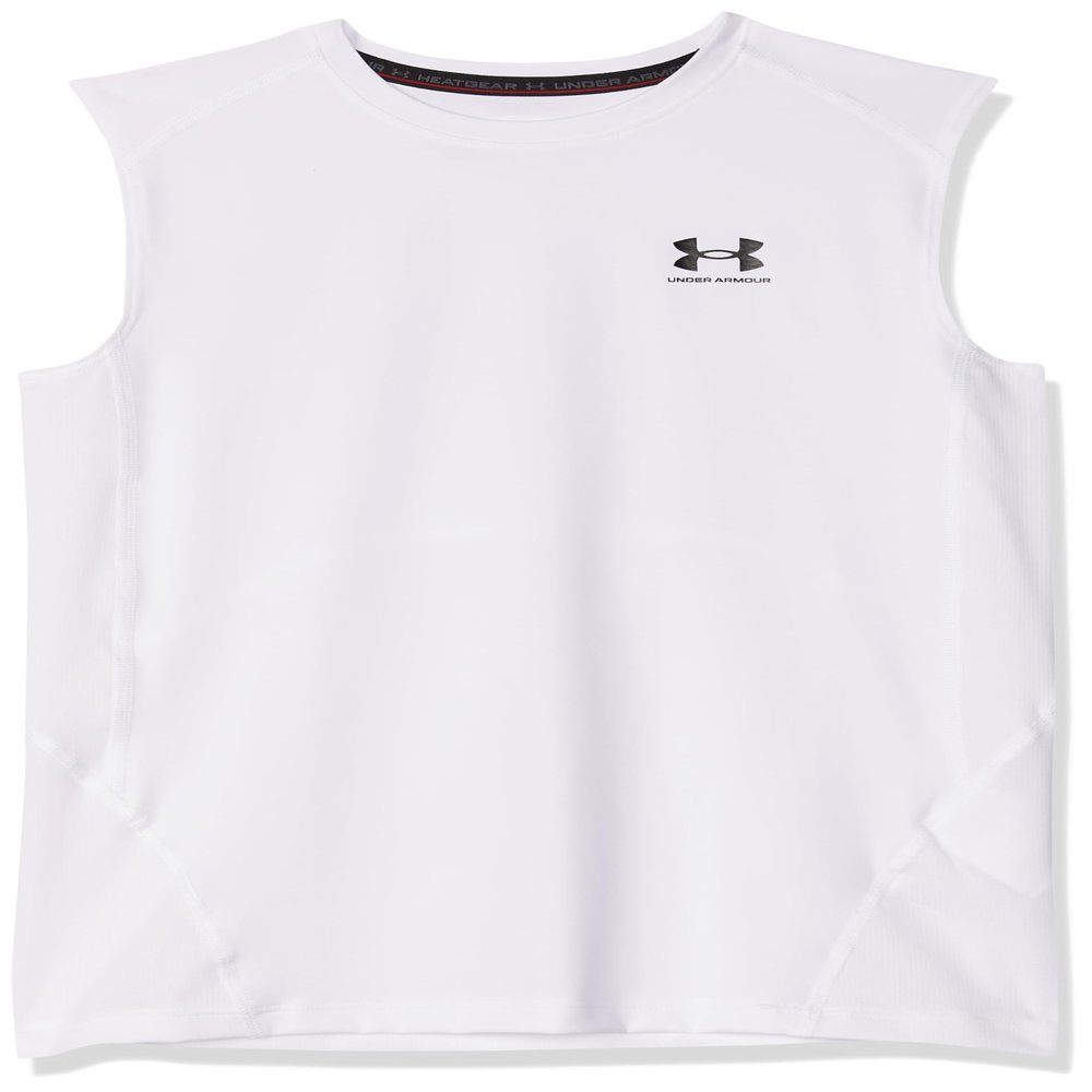 Under Armour Boys HeatGear Armour Sleeveless T-Shirt, White (100)/Black, X-Small