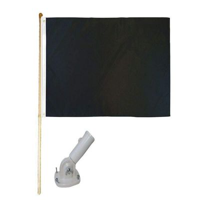 American Wholesale Superstore 5' Wooden Flag Pole Kit W/Nylon White Bracket 3x5 Black Solid Color Poly Flag