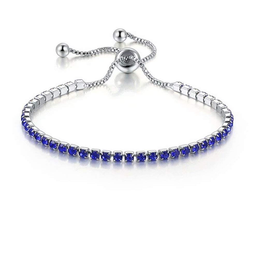 MVONCITY Women's Cluster Bolo Tennis Bracelet Adjustable Sparkling CZ Crystal Slip Full Diamond Halo Slider Pull Chain Bracelet