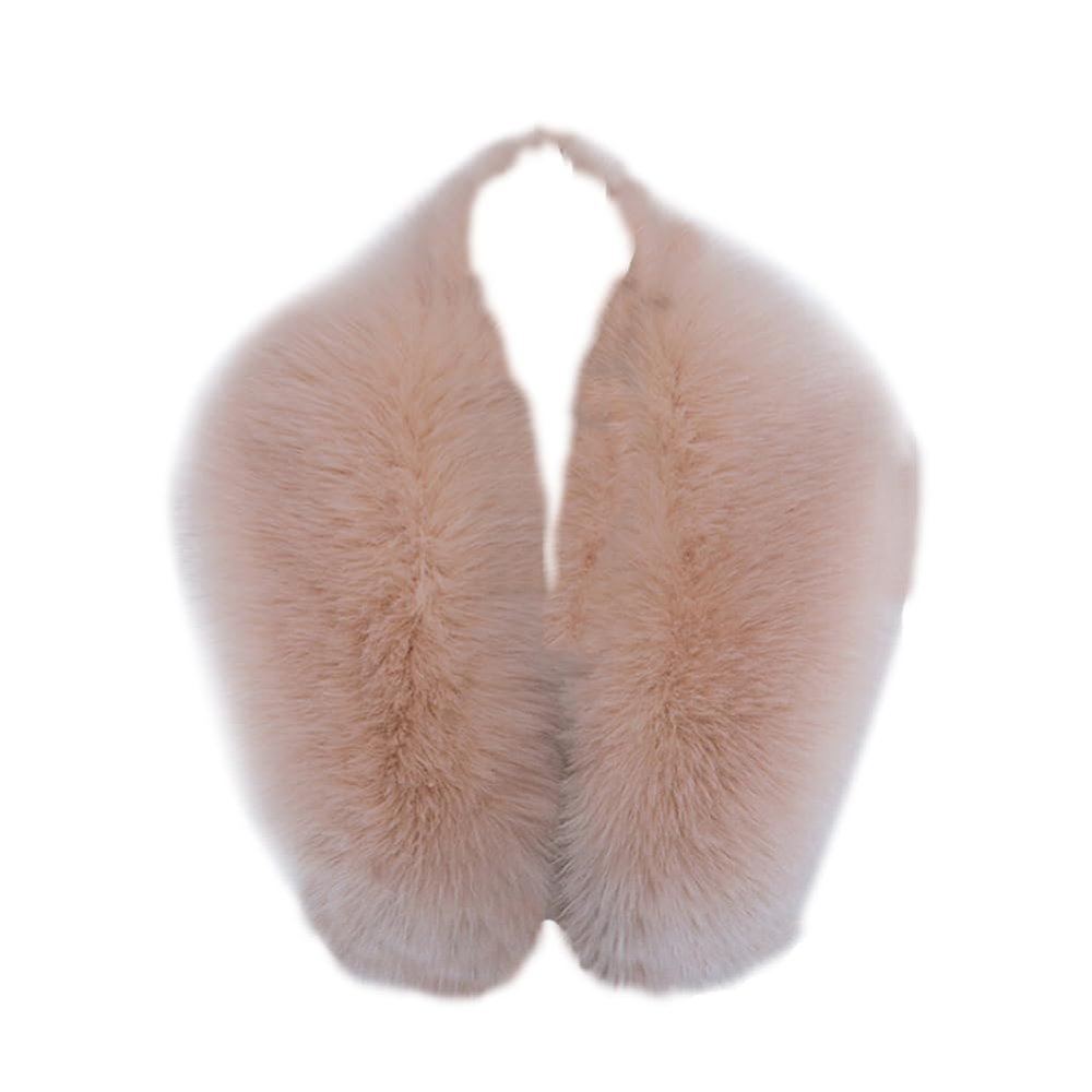 ihreesy Women Winter Artificial Faux Fur Scarf,70CM Detachable Faux Fur Hood with Buttons for Winter Coat Parka Jacket Fur Collar Faux Collar For Coats,Light Peach