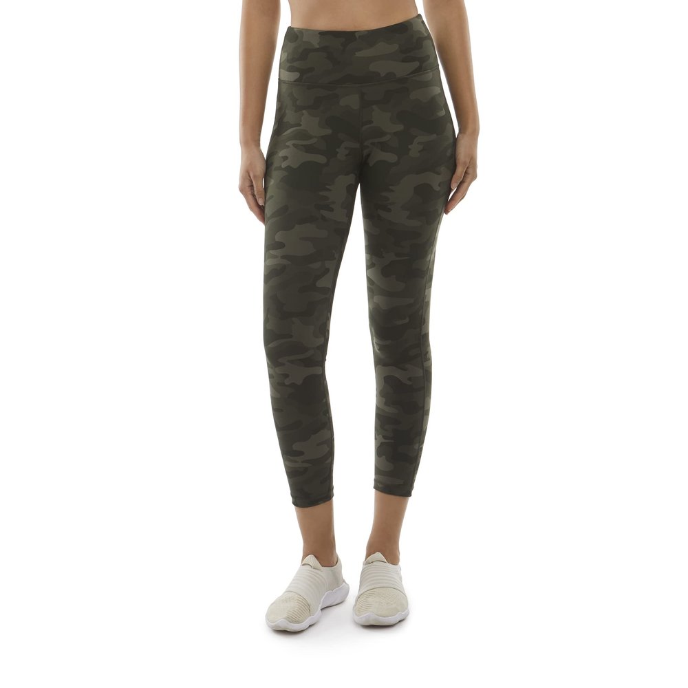 Danskin Women's Camo Print High Rise 7/8 Leggings, Olive Camo Print, Small