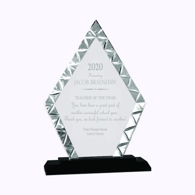 Ravanox Personalized 9" Diamond Accent Engraved Glass Plaque Award, Custom Engraved Glass Awards Plaques and Trophies for Employee Appreciation, Recognition, Retirement