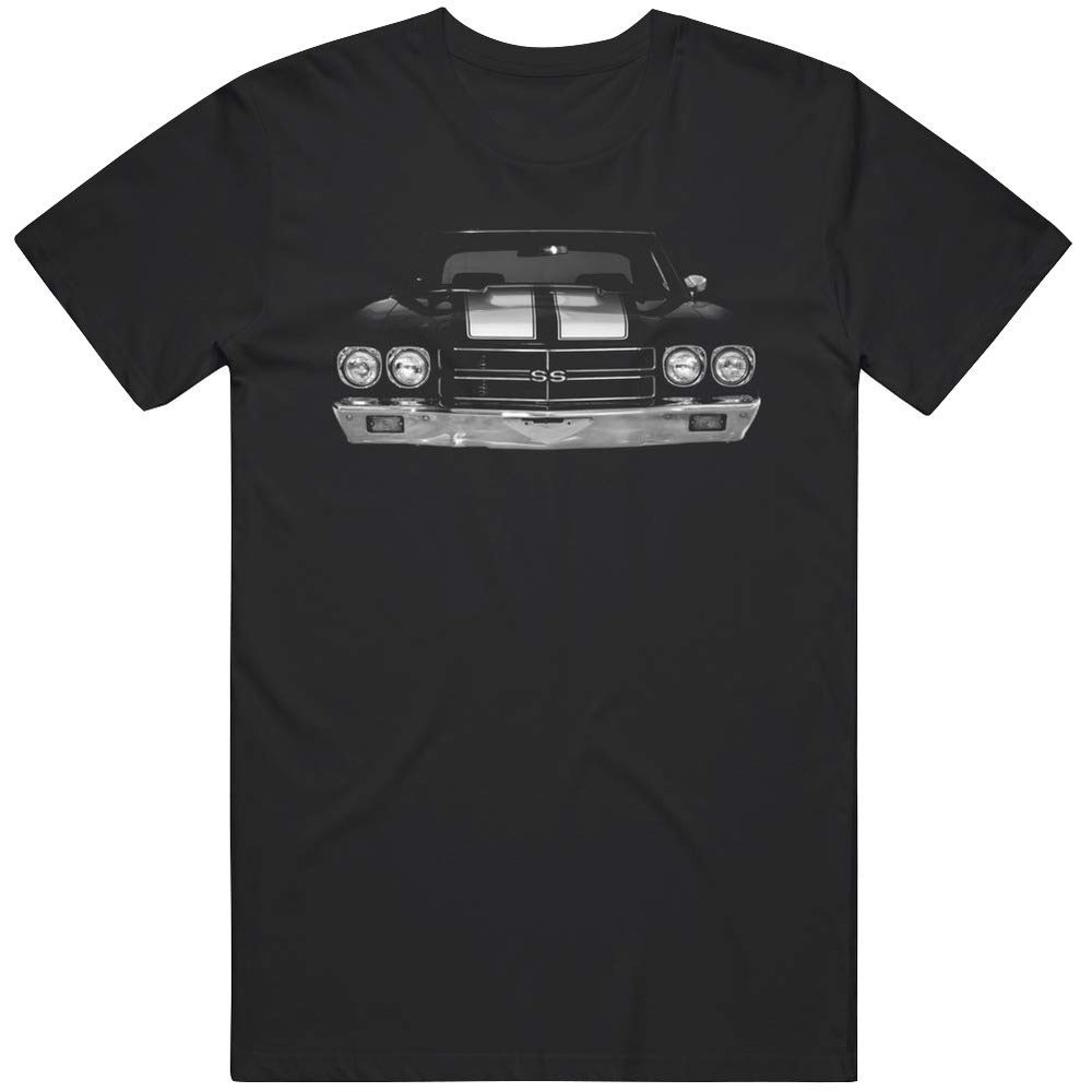 1970 Chevelle Front Grill View Silhouette T Shirt M Black