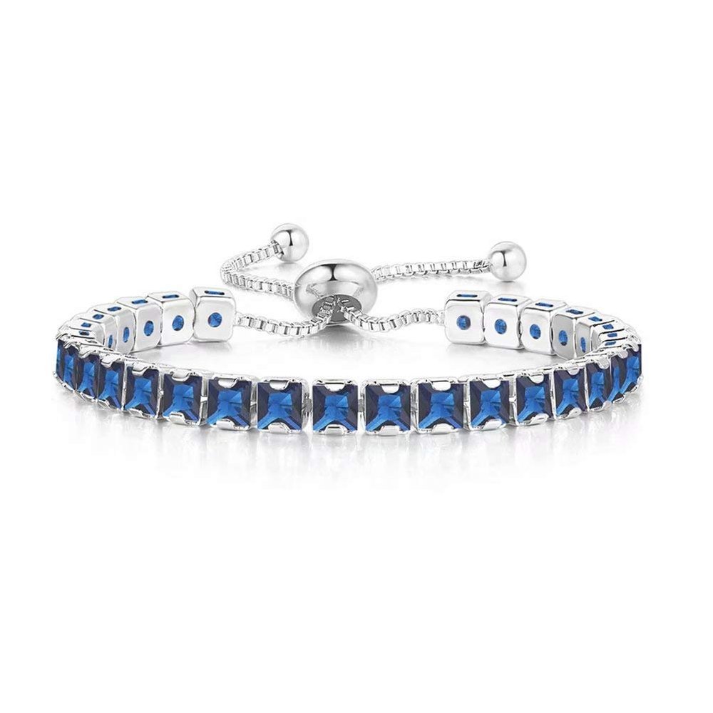 MVONCITY Women's Cluster Bolo Tennis Bracelet Adjustable Sparkling CZ Crystal Slip Full Diamond Halo Slider Pull Chain Bracelet