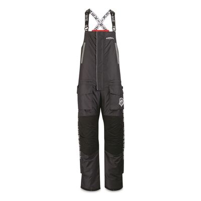 StrikeMaster Pro Bibs, Waterproof Insulated Ice Fishing Bibs with SOS Flotation Assistance and Thermal Protection, Black/Grey