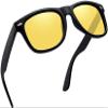 Joopin Night Vision Glasses for Driving UV Protection Square Night Driving Glasses Anti Glare Shades for Men Women (Tinted Yellow) view 1