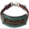 Showman Gold Metallic Cheetah Print Leather Wither Strap w/Teal Accent view 1