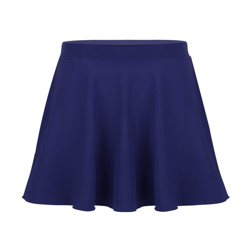 JEEYJOO Kids Girls A-Line Knee Length Midi Skirt Ruffle Dancing Casual Party Skater Skirts Navy_Blue 12
