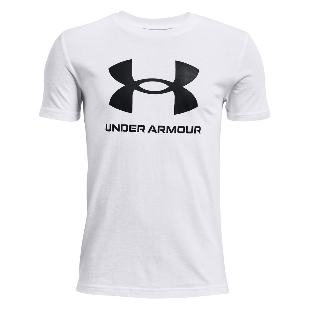Under Armour Boys' Sportstyle Logo Short-Sleeve T-Shirt, White (100)/Black, Youth X-Large