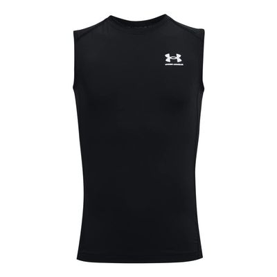 Under Armour Boys HeatGear Armour Sleeveless T-Shirt, Black (001)/White, Large