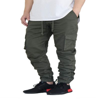 AIRNINE Men's Premium Twill Drop Crotch Jogger Pants S-5XL (Olive Cargo, 2X-Large)