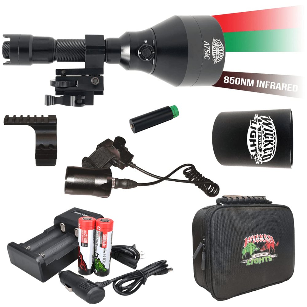 Wicked Lights A75iC 4-Color-in-1 Night Hunting Light Kit for Hog, Coyote, Varmints and Predators