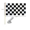 American Wholesale Superstore 5' Wood Flag Pole Kit W/Nylon White Bracket 3x5 Black White Checkered Poly Flag view 2