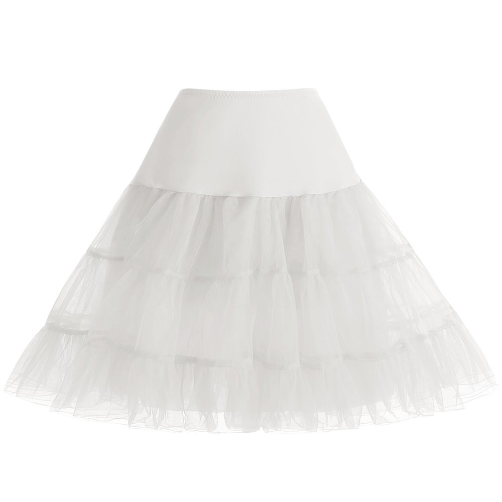 Bbonlinedress Vintage 50s Petticoat Skirt Crinoline Half Slips Tutu Tulle Underskirt for Women Rockabilly Ivory M