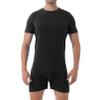 dPois Men's Short Sleeve Bodysuit Casual Sports Gymnastics Workout Dance Zipper Jumpsuit Black XX-Large view 1