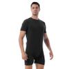 dPois Men's Short Sleeve Bodysuit Casual Sports Gymnastics Workout Dance Zipper Jumpsuit Black XX-Large view 2