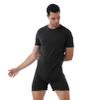 dPois Men's Short Sleeve Bodysuit Casual Sports Gymnastics Workout Dance Zipper Jumpsuit Black XX-Large view 3