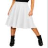 Urban CoCo Women's Basic Elastic Waist A-line Solid Pleated Flared Skirt (White, M) view 1