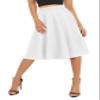 Urban CoCo Women's Basic Elastic Waist A-line Solid Pleated Flared Skirt (White, M) view 2