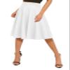 Urban CoCo Women's Basic Elastic Waist A-line Solid Pleated Flared Skirt (White, M) view 3