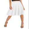 Urban CoCo Women's Basic Elastic Waist A-line Solid Pleated Flared Skirt (White, M) view 4
