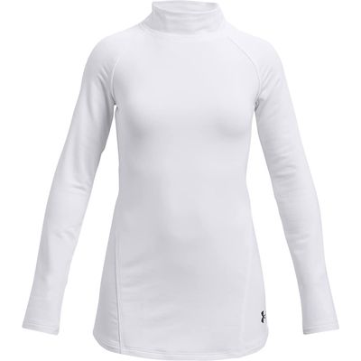 Under Armour Girls' Cozy Armour Long Mock T-Shirt, White (100)/White, Youth X-Large