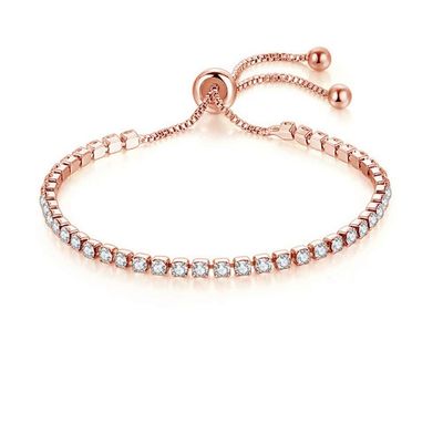 MVONCITY Women's Cluster Bolo Tennis Bracelet Adjustable Sparkling CZ Crystal Slip Full Diamond Halo Slider Pull Chain Bracelet