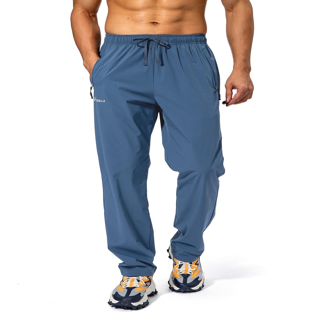 Pudolla Men's Workout Athletic Pants Elastic Waist Jogging Running Pants for Men with Zipper Pockets(Lonys Blue XX-Large)