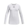 Under Armour Girls' Cozy Armour Long Sleeve Crew Neck T-Shirt, White (100)/Black, X-Small view 1