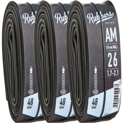 Rubbers 3 Pack Replacement Bicycle Tube for 26" Tire with Presta Valve for Mountain Bikes, Patch Kit Included