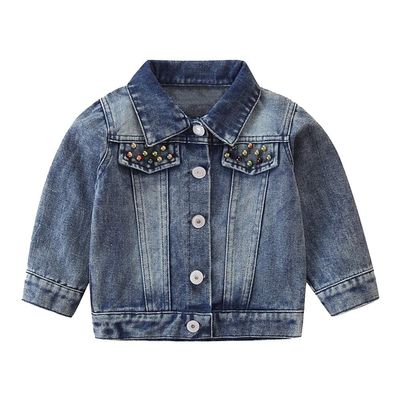 IMEKIS Toddler Baby Denim Jackets Button Down Jeans Coat Ripped Top Fall Cowboy Outwear Clothes for Kids Girls Boys Outfit Spring Autumn Casual Trendy Trucker Jackets Blue + Pink Heart 2-3T