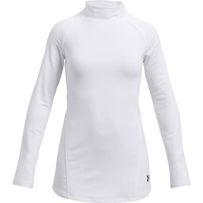 Under Armour Girls' Cozy Armour Long Mock T-Shirt, White (100)/White, Youth Large