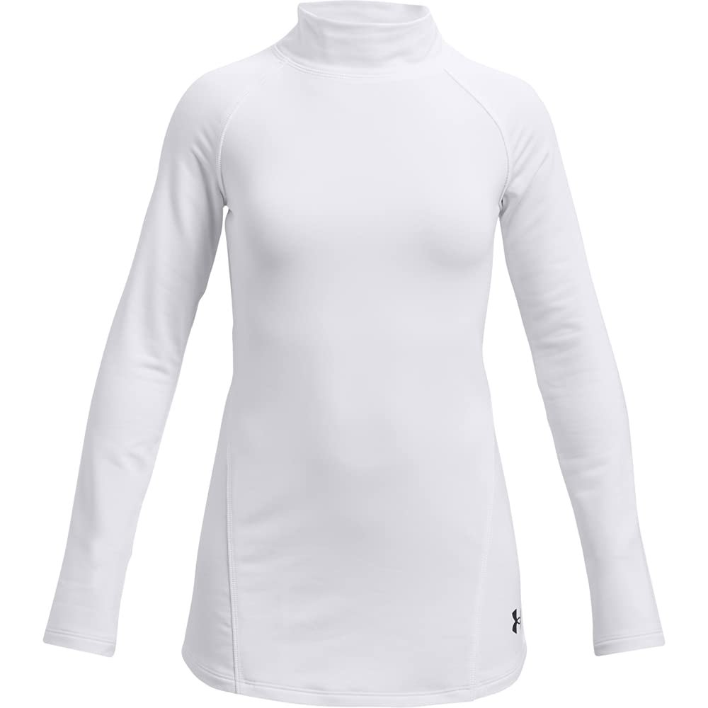 Under Armour Girls' Cozy Armour Long Mock T-Shirt, White (100)/White, Youth Large