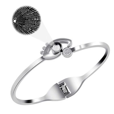 100 Languages I Love You Bracelets for Women Evil Eye Bangle Love Cuff Bangle for Couples Bracelets Y991 (White)
