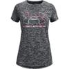 Under Armour Girls Tech Big Logo Twist Short Sleeve T-Shirt, Black (001)/Cerise, Youth Medium view 1