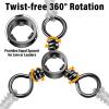 Alwonder 100-Pack 3 Way Swivels Fishing Tackle, Stainless Steel Black Nickel Three Way Swivel Fishing Swivels Connectors Saltwater Freshwater Surf Deep Drop Catfishing Rigs Tackle #1/0 view 4