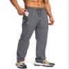 Pudolla Men's Workout Athletic Pants Elastic Waist Jogging Running Pants for Men with Zipper Pockets (Dark Grey Small) view 1