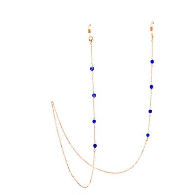 Colorful Evil Eyes Face Mask Holder Chain Lanyards Eyeglass Glasses Strap Around Neck Turkish Lucky Symbol Face Mask Retainer Necklace Accessory Anti-lost Mask Leash Jewelry-C gold blue