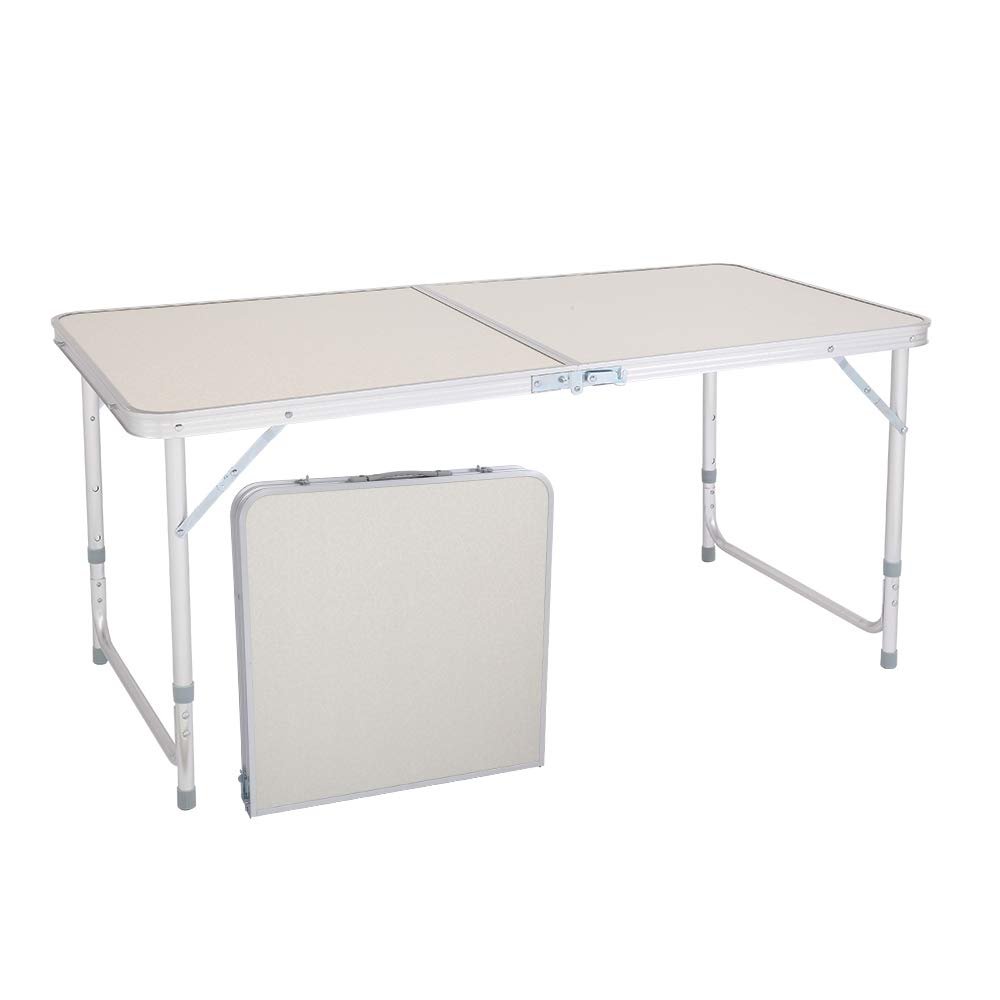 Aoerte Aluminum Folding Table, 4Ft Adjustable Height Lightweight Portable Camping Table for Picnic Beach Outdoor Indoor, 47.2" x 23.6" x 21.7" (M)