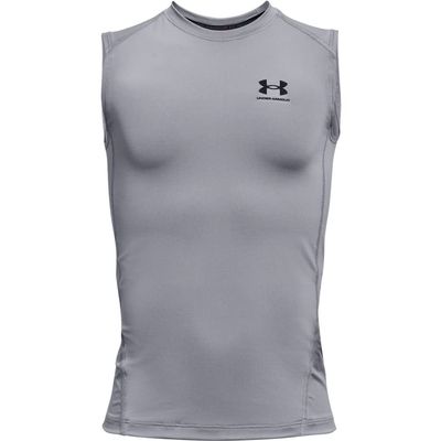 Under Armour Boys HeatGear Armour Sleeveless T-Shirt, Steel (035)/Black, X-Small