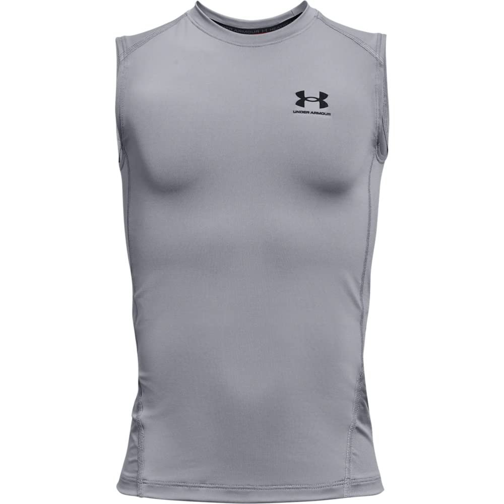 Under Armour Boys HeatGear Armour Sleeveless T-Shirt, Steel (035)/Black, X-Small