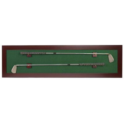 Eureka Golf Products Premium Framed Golf Club Wall Mount | 2 Club Capacity Fits Iron, Putter, or Wood | Perfect Display Rack for Antique or Vintage Golf Clubs | Solid Hardwood Cherry Finish