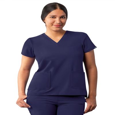 Adar Uniforms Addition Scrubs for Women - Modern V-Neck Top - A6008 - Navy - 3X