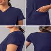Adar Uniforms Addition Scrubs for Women - Modern V-Neck Top - A6008 - Navy - 3X view 4