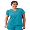 Adar Uniforms Addition Scrubs for Women - Modern V-Neck Top - A6008 - Teal Blue - 2X view 1