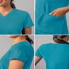 Adar Uniforms Addition Scrubs for Women - Modern V-Neck Top - A6008 - Teal Blue - 2X view 4